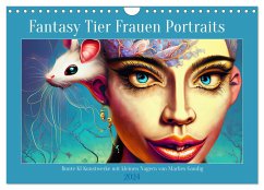 Fantasy Tier Frauen Portraits (Wandkalender 2024 DIN A4 quer), CALVENDO Monatskalender