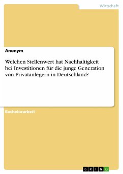 Welchen Stellenwert hat Nachhaltigkeit bei Investitionen für die junge Generation von Privatanlegern in Deutschland? (eBook, PDF)