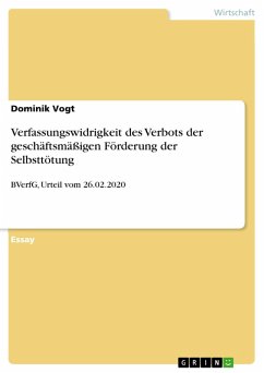 Verfassungswidrigkeit des Verbots der geschäftsmäßigen Förderung der Selbsttötung (eBook, PDF) - Vogt, Dominik