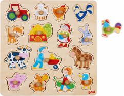 Goki 57379 - Hintergrundbildpuzzle Hahn, Schwein, ...