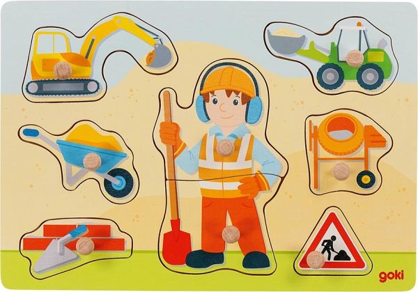 Goki 57406 - Steckpuzzle Bauarbeiter
