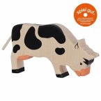 Holztiger 80002 - Kuh, grasend, schwarz/weiß, Holz, 9 cm