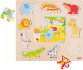 Goki 57374 - Einlegepuzzle Zootiere