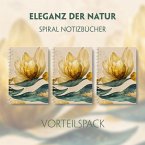 Eleganz der Natur - 3er Vorteilspack - Premium Spiral-Notizbuch A5 Soft-Touch, verzaubert durch goldenen Blütencharme, 3 Teile