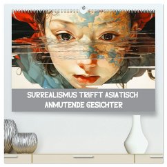 Surrealismus trifft asiatisch anmutende Gesichter (hochwertiger Premium Wandkalender 2024 DIN A2 quer), Kunstdruck in Hochglanz