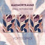 Marmorträume - 3er Vorteilspack - Premium Spiral-Notizbuch A5 Soft-Touch liniert. Violett-blaue Marmorillusion mit schimmernden goldenen Details, 3 Teile