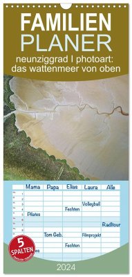 Familienplaner 2024 - neunziggrad I photoart: das wattenmeer von oben mit 5 Spalten (Wandkalender, 21 x 45 cm) CALVENDO