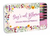 Handlettering Designdose Brush Pens Sag's mit Blumen