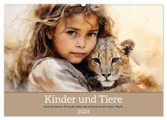Kinder und Tiere (Wandkalender 2024 DIN A2 quer), CALVENDO Monatskalender