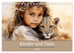 Kinder und Tiere (Tischkalender 2024 DIN A5 quer), CALVENDO Monatskalender
