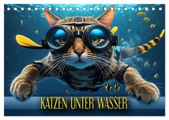 Katzen unter Wasser (Tischkalender 2024 DIN A5 quer), CALVENDO Monatskalender