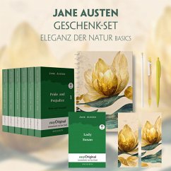 Jane Austen Geschenkset - 7 Bücher (Softcover + Audio-Online) + Eleganz der Natur Schreibset Basics, m. 7 Beilage, m. 7 - Austen, Jane