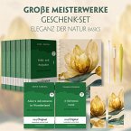 Große Meisterwerke Geschenkset - 8 Bücher (Hardcover+ Audio-Online) + Eleganz der Natur Schreibset Basics, m. 8 Beilage,