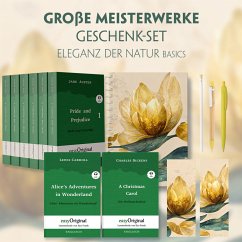 Große Meisterwerke Geschenkset - 8 Bücher (Hardcover+ Audio-Online) + Eleganz der Natur Schreibset Basics, m. 8 Beilage, - Austen, Jane;Dickens, Charles;Carroll, Lewis