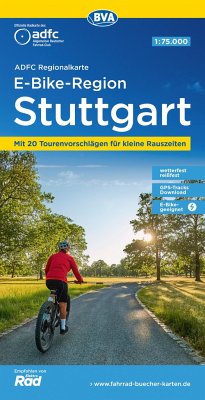 ADFC-Regionalkarte E-Bike-Region Stuttgart, 1:75.000, mit Tagestourenvorschlägen, reiß- und wetterfest, GPS-Tracks Download