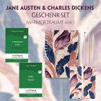 Jane Austen & Charles Dickens Geschenkset - 2 Bücher (Softcover+ Audio-Online) + Marmorträume Schreibset Basics, m. 2 Be
