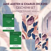 Jane Austen & Charles Dickens Geschenkset - 2 Bücher (Softcover+ Audio-Online) + Marmorträume Schreibset Premium, m. 2 B