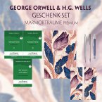 George Orwell & H.G. Wells Geschenkset - 3 Bücher (mit Audio-Online) + Marmorträume Schreibset Premium, m. 3 Beilage, m.