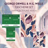 George Orwell & H.G. Wells Geschenkset - 3 Bücher (mit Audio-Online) + Marmorträume Schreibset Premium, m. 3 Beilage, m.