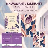 Guy de Maupassant Starter-Paket Geschenkset 3 Bücher (mit Audio-Online) + Marmorträume Schreibset Premium, m. 3 Beilage,