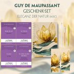 Guy de Maupassant Geschenkset - 4 Bücher (mit Audio-Online) + Eleganz der Natur Schreibset Basics, m. 4 Beilage, m. 4 Bu