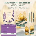 Guy de Maupassant Starter-Paket Geschenkset 3 Bücher (mit Audio-Online) + Eleganz der Natur Schreibset Premium, m. 3 Bei