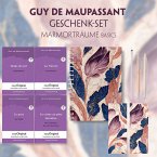 Guy de Maupassant Geschenkset - 4 Bücher (mit Audio-Online) + Marmorträume Schreibset Basics, m. 4 Beilage, m. 4 Buch