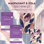 Guy de Maupassant & Émile Zola Geschenkset - 2 Bücher (mit Audio-Online) + Marmorträume Schreibset Basics, m. 2 Beilage,