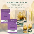 Guy de Maupassant & Émile Zola Geschenkset - 2 Bücher (mit Audio-Online) + Eleganz der Natur Schreibset Basics, m. 2 Bei