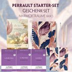 Charles Perrault Starter-Paket Geschenkset - 4 Bücher (mit Audio-Online) + Marmorträume Schreibset Basics, m. 4 Beilage,