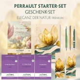 Charles Perrault Starter-Paket Geschenkset - 4 Bücher (mit Audio-Online) + Eleganz der Natur Schreibset Premium, m. 4 Be