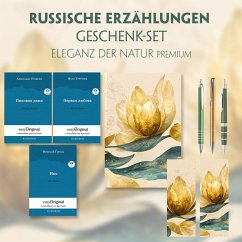 Russische Erzählungen Geschenkset - 3 Bücher (mit Audio-Online) + Eleganz der Natur Schreibset Premium, m. 3 Beilage, m. - Gogol, Nikolai Wassiljewitsch;Puschkin, Alexander;Turgenew, Iwan