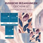 Russische Erzählungen Geschenkset - 3 Bücher (mit Audio-Online) + Marmorträume Schreibset Premium, m. 3 Beilage, m. 3 Bu