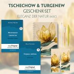 Tschechow & Turgenew Geschenkset - 2 Bücher (Softcover mit Audio-Online) + Eleganz der Natur Schreibset Basics, m. 2 Bei