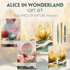 Alice in Wonderland Books-Set (with audio-online) Readable Classics Geschenkset + Eleganz der Natur Schreibset Premium, - Carroll, Lewis
