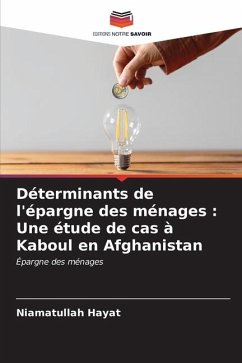 Déterminants de l'épargne des ménages : Une étude de cas à Kaboul en Afghanistan - Hayat, Niamatullah
