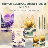 French Classical Short Stories (with audio-online) Readable Classics Geschenkset + Eleganz der Natur Schreibset Premium,