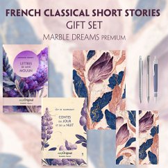 French Classical Short Stories (with audio-online) Readable Classics Geschenkset + Marmorträume Schreibset Premium, m. 2 - Maupassant, Guy de;Daudet, Alphonse