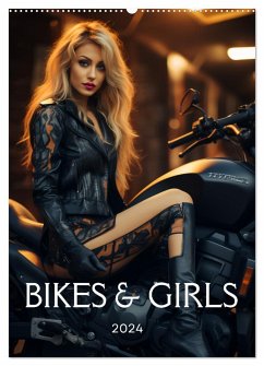 Bikes and Girls: Sexy Mädels auf heißen Mottorrädern (Wandkalender 2024 DIN A2 hoch), CALVENDO Monatskalender