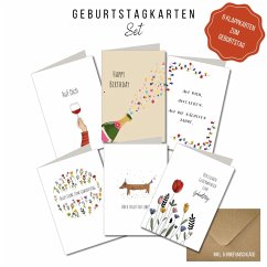 KEITCARDS Geburtstagskarten - handgezeichnete Klappkarten inklusive Briefumschlag, 6er Set