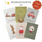 KEITCARDS Weihnachtskarten - handgezeichnete Postkarten, 6er Set