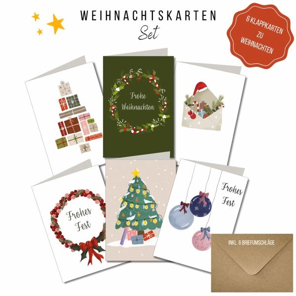 KEITCARDS Weihnachtskarten - handgezeichnete Klappkarten mit Briefumschlag, 6er Set KEITCARDS Weihnachtskarten - handgezeichnete Klappkarten mit Briefumschlag, 6er Set