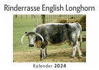 Rinderrasse English Longhorn (Wandkalender 2024, Kalender DIN A4 quer, Monatskalender im Querformat mit Kalendarium, Das perfekte Geschenk)