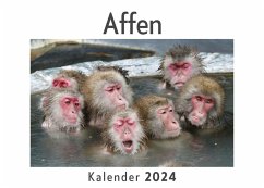 Affen (Wandkalender 2024, Kalender DIN A4 quer, Monatskalender im Querformat mit Kalendarium, Das perfekte Geschenk) - Müller, Anna