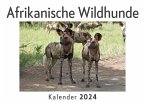 Afrikanische Wildhunde (Wandkalender 2024, Kalender DIN A4 quer, Monatskalender im Querformat mit Kalendarium, Das perfekte Geschenk)