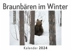 Braunbären im Winter (Wandkalender 2024, Kalender DIN A4 quer, Monatskalender im Querformat mit Kalendarium, Das perfekte Geschenk)