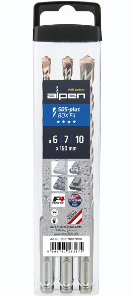 Alpen SDS+ F4 Box 3 tlg. 6-7-10x 160