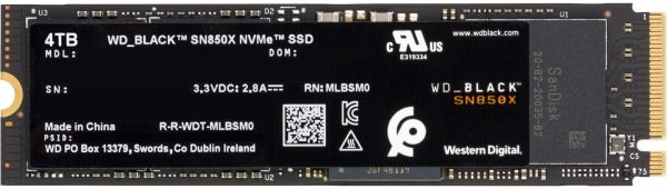 Western Digital Black SSD 4TB SN850 NVMe WDS400T2X0E