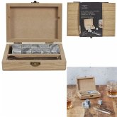 Box mit 10 Whiskysteinen und Zange, Edle Holz-Geschenkbox, echte Mineralsteine