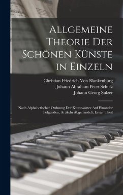 Cover Allgemeine Theorie Der Schönen Künste in Einzeln